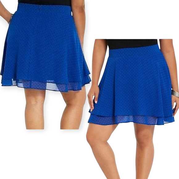 💙Torrid Blue Polka Dot Skater Skirt☆ - Picture 1 of 1